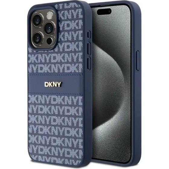 DKNY Leather Mono Stripe & Metal Logo case for iPhone 15 Pro Max - blue - (DK000075-0)