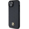 DKNY Leather Monogram Pattern Metal Logo MagSafe Case for iPhone 15 Plus / 14 Plus - Black - (DK000086-0)