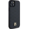 DKNY Leather Monogram Pattern Metal Logo MagSafe Case for iPhone 15 Plus / 14 Plus - Black - (DK000086-0)
