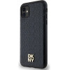 DKNY Leather Monogram Pattern Metal Logo MagSafe Case for iPhone 11 / Xr - Black - (DK000076-0)
