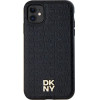 DKNY Leather Monogram Pattern Metal Logo MagSafe Case for iPhone 11 / Xr - Black - (DK000076-0)
