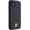 DKNY Leather Monogram Pattern Metal Logo MagSafe Case for iPhone 11 / Xr - Black - (DK000076-0)