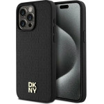 DKNY Leather Monogram Pattern Metal Logo MagSafe Case for iPhone 15 Pro Max - Black - (DK000088-0)