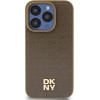 DKNY Leather Monogram Pattern Metal Logo MagSafe Case for iPhone 15 Pro - Brown - (DK000096-0)