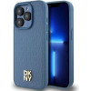 DKNY Leather Monogram Pattern Metal Logo MagSafe Case for iPhone 15 Pro - Blue - (DK000089-0)