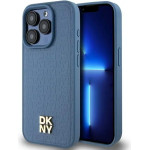 DKNY Leather Monogram Pattern Metal Logo MagSafe Case for iPhone 15 Pro - Blue - (DK000089-0)