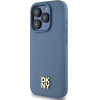 DKNY Leather Monogram Pattern Metal Logo MagSafe Case for iPhone 15 Pro - Blue - (DK000089-0)