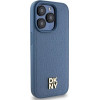 DKNY Leather Monogram Pattern Metal Logo MagSafe Case for iPhone 15 Pro - Blue - (DK000089-0)