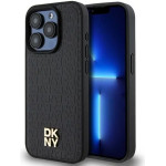 DKNY Leather Monogram Pattern Metal Logo MagSafe Case for iPhone 15 Pro - Black - (DK000087-0)