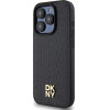 DKNY Leather Monogram Pattern Metal Logo MagSafe Case for iPhone 15 Pro - Black - (DK000087-0)