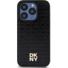DKNY Leather Monogram Pattern Metal Logo MagSafe Case for iPhone 15 Pro - Black - (DK000087-0)