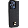 DKNY Leather Monogram Pattern Metal Logo MagSafe Case for iPhone 15 Pro - Black - (DK000087-0)
