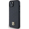 DKNY Leather Monogram Pattern Metal Logo MagSafe Case for iPhone 15/14/13 - Black - (DK000082-0)