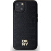 DKNY Leather Monogram Pattern Metal Logo MagSafe Case for iPhone 15/14/13 - Black - (DK000082-0)