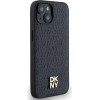 DKNY Leather Monogram Pattern Metal Logo MagSafe Case for iPhone 15/14/13 - Black - (DK000082-0)