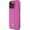 DKNY Leather Monogram Pattern Metal Logo MagSafe Case for iPhone 15 Pro Max - Pink - (DK000100-0)