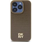 DKNY Leather Pattern Metal Logo MagSafe case for iPhone 15 / 14 / 13 - brown - (DK000091-0)