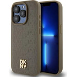 DKNY Leather Pattern Metal Logo MagSafe case for iPhone 14 Pro - brown - (DK000092-0)