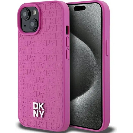 DKNY Leather Pattern Metal Logo MagSafe case for iPhone 15 / 14 / 13 - pink - (DK000098-0)