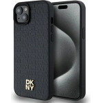 DKNY Leather Pattern Metal Logo MagSafe Case for iPhone 15/14/13 - Black - (DK000085-0)