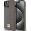 DKNY Leather Pattern Metal Logo MagSafe Case for iPhone 15 Plus / 14 Plus - Brown - (DK000095-0)