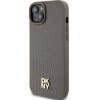DKNY Leather Pattern Metal Logo MagSafe Case for iPhone 15 Plus / 14 Plus - Brown - (DK000095-0)
