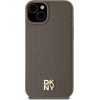 DKNY Leather Pattern Metal Logo MagSafe Case for iPhone 15 Plus / 14 Plus - Brown - (DK000095-0)