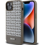 DKNY Leather Printed Pattern Metal Logo MagSafe Case for iPhone 15/14/13 - Brown - (DK000101-0)