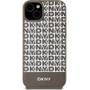 DKNY Leather Printed Pattern Metal Logo MagSafe Case for iPhone 15/14/13 - Brown - (DK000101-0)