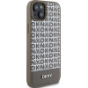 DKNY Leather Printed Pattern Metal Logo MagSafe Case for iPhone 15/14/13 - Brown - (DK000101-0)