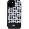 DKNY Leather Printed Pattern Metal Logo MagSafe Case for iPhone 15/14/13 - Black - (DK000104-0)