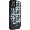 DKNY Leather Printed Pattern Metal Logo MagSafe Case for iPhone 15/14/13 - Black - (DK000104-0)