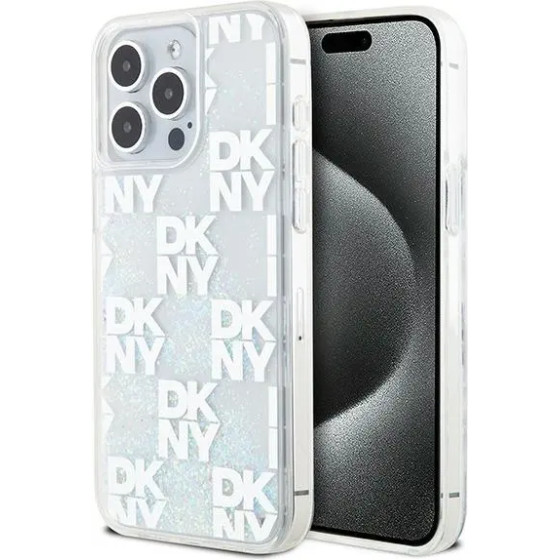 DKNY Liquid Glitter Multilogo case for iPhone 15 Pro Max - white - (DK000042-0)