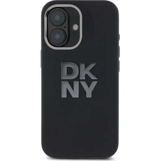 DKNY Liquid Silicone Metal Logo iPhone 16 Case - Black - (DK000292-0)