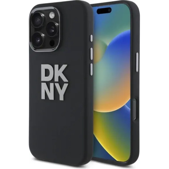 DKNY Liquid Silicone Metal Logo iPhone 16 Pro Case - Black - (DK000269-0)