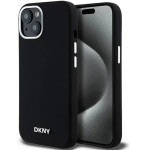 DKNY Liquid Silicone Small Metal Logo MagSafe Case for iPhone 15 Plus / 14 Plus - Black - (DK000006-0)