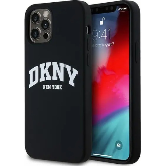 DKNY Liquid Silicone White Printed Logo MagSafe Case for iPhone 12/12 Pro - Black - (DK000015-0)