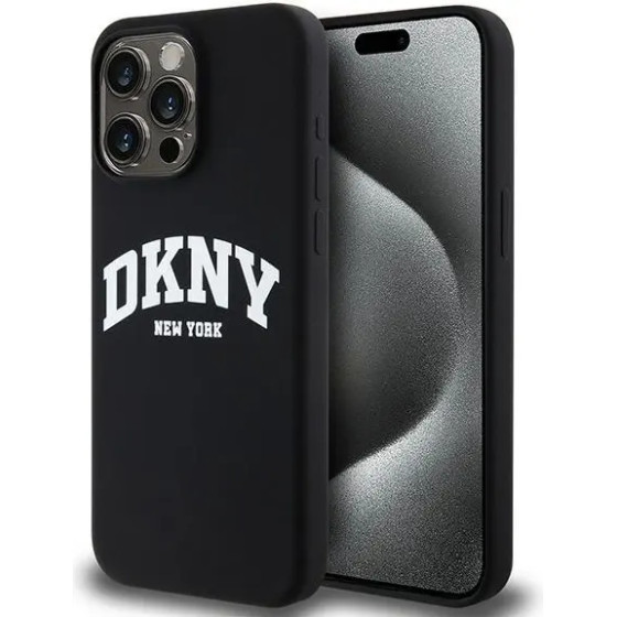 DKNY Liquid Silicone White Printed Logo MagSafe case for iPhone 15 Pro Max - black - (DK000025-0)