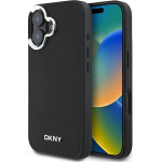 DKNY Plain Silver Logo MagSafe iPhone 16 Case - Black - (DK000247-0)