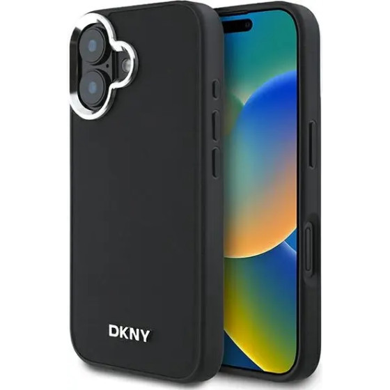 DKNY Plain Silver Logo MagSafe iPhone 16 Case - Black - (DK000247-0)