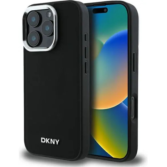 DKNY Plain Silver Logo MagSafe iPhone 16 Pro Max Case - Black - (DK000249-0)