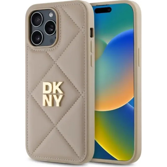 DKNY Quilted Stack Logo iPhone 14 Pro Case - Beige - (DK000282-0)