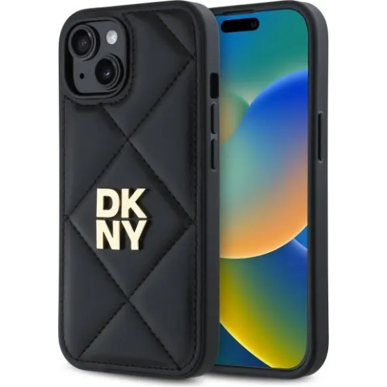 DKNY Quilted Stack Logo iPhone 14 Case - Black - (DK000274-0)