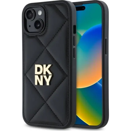 DKNY Quilted Stack Logo iPhone 15 Case - Black - (DK000277-0)