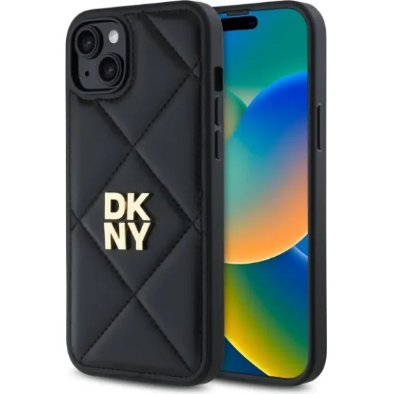 DKNY Quilted Stack Logo iPhone 15 Plus Case - Black - (DK000278-0)