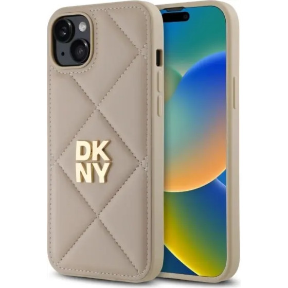DKNY Quilted Stack Logo iPhone 15 Plus Case - Beige - (DK000285-0)