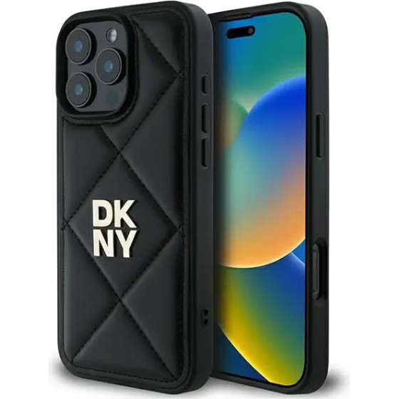 DKNY Quilted Stack Logo iPhone 16 Pro Case - Black - (DK000251-0)