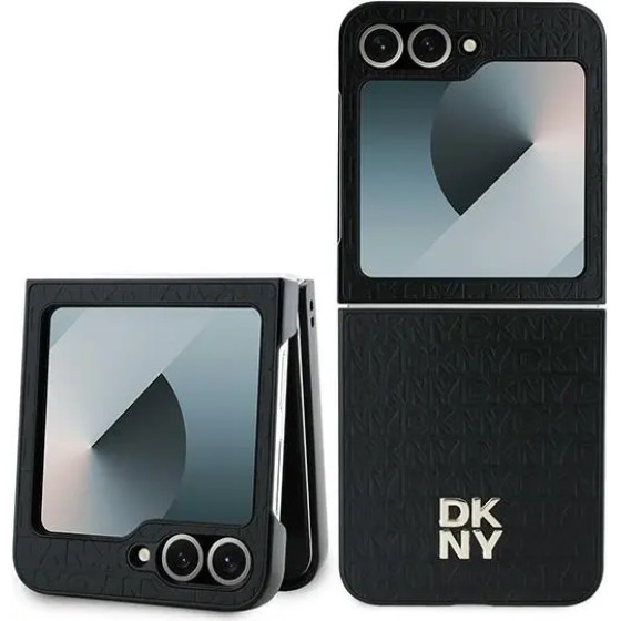DKNY Repeat Pattern Stack Logo Case for Samsung Galaxy Z Flip6 - Black - (DK000225-0)