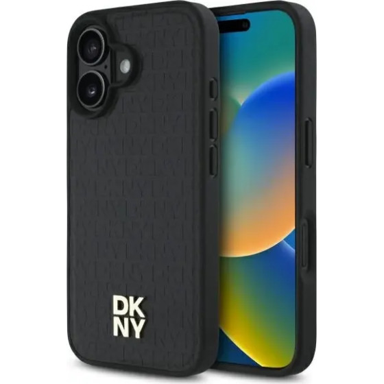 DKNY Repeat Pattern Stack Logo MagSafe iPhone 16 Case - Black - (DK000266-0)