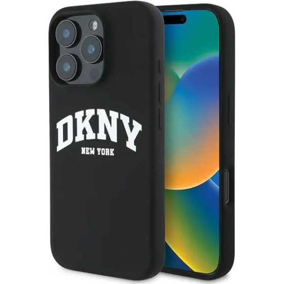 DKNY Silicone White Printed Logo MagSafe iPhone 16 Pro Case - Black - (DK000259-0)